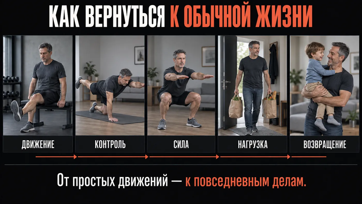 Как вернуться к обычной жизни: движение, контроль, сила, нагрузка